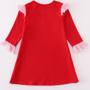 Girls Red valentine XOXO applique girl dress