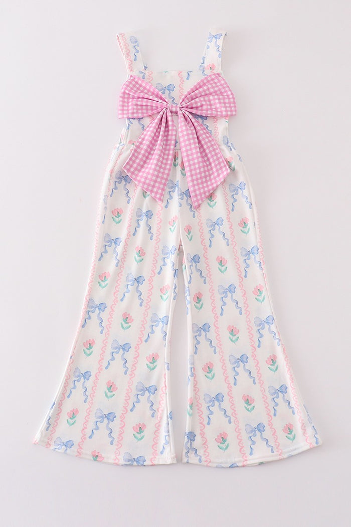 Floral bow girl jumpsuit