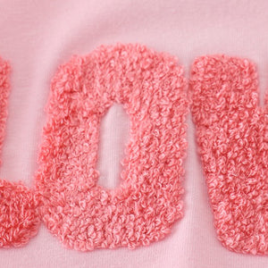 Pink valentine's day love french knot top