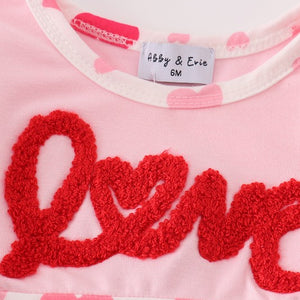 Pink love french knot girl romper