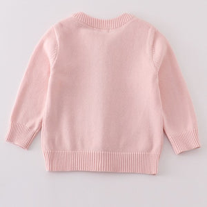 Pink bow tie cardigan sweater