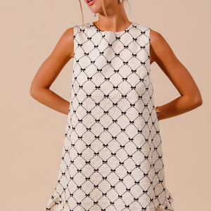 IVORY & BLACK BOW RIBBON DRESS