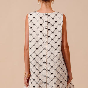 IVORY & BLACK BOW RIBBON DRESS