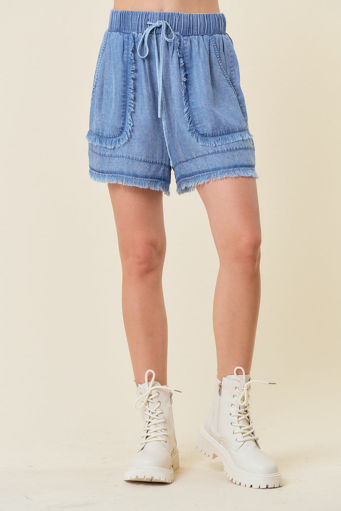 Denim fray shorts