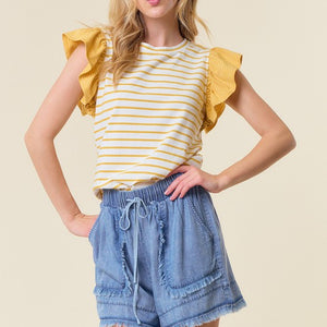 Honey stripe ruffle top