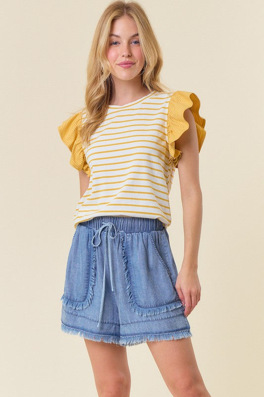 Honey stripe ruffle top