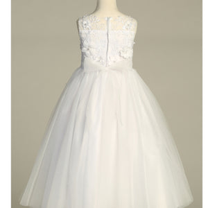 SP723 EMBROIDERED FIRST COMMUNION DRESS W 3D FLOWERS