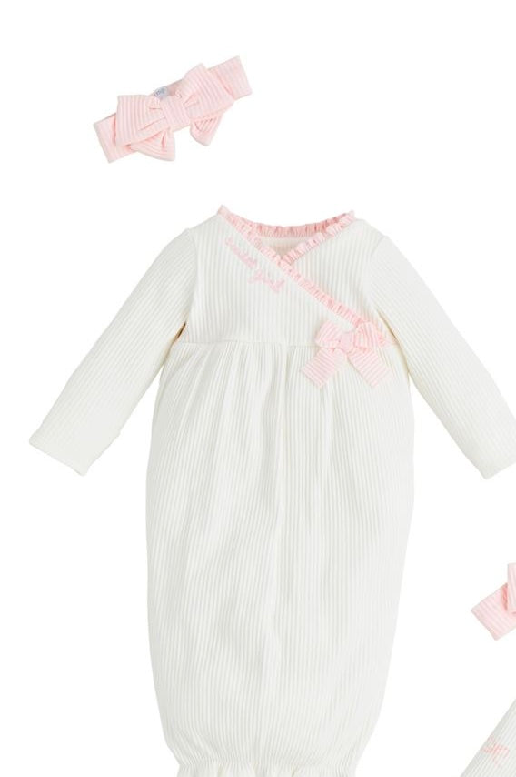 White Chainstitch Gown set size newborn