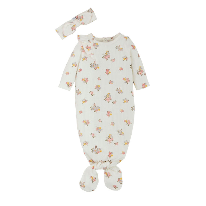 Ivory Pointelle Gown Set, 0-3m