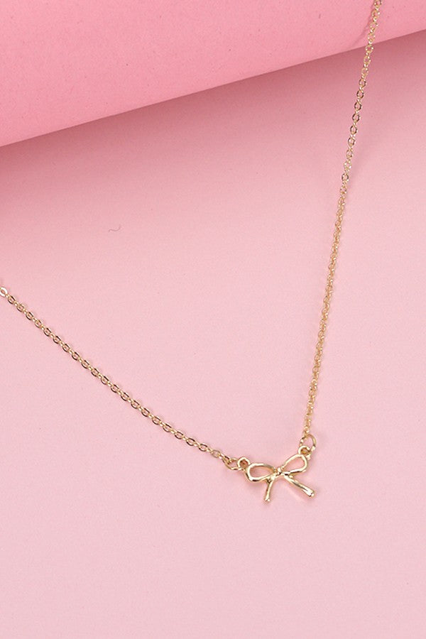 MINI GOLD BOW CHARM NECKLACE