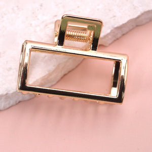 MINI GOLD RECTANGLE BOW HEART HAIR CLAW CLIPS