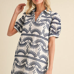 Geometric Pattern Dress with Pockets