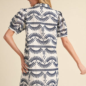 Geometric Pattern Dress with Pockets