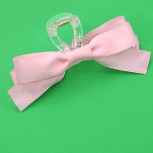 LARGE SILKY RIBBON BOW HAIR CLAW CLIPS