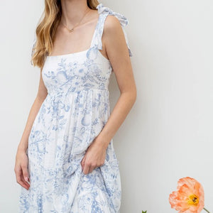 FRUIT BLOSSOM TIERED MIDI DRESS