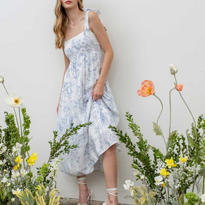 FRUIT BLOSSOM TIERED MIDI DRESS