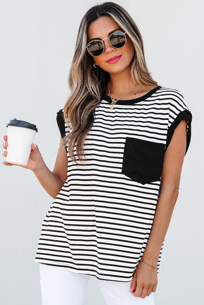 Stripe Chest Pocket Patch Oversized tank