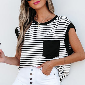 Stripe Chest Pocket Patch Oversized tank