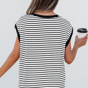 Stripe Chest Pocket Patch Oversized tank