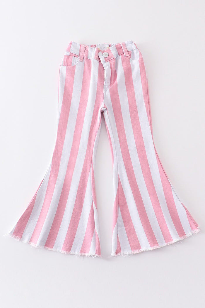 Girl pink stripe denim jeans