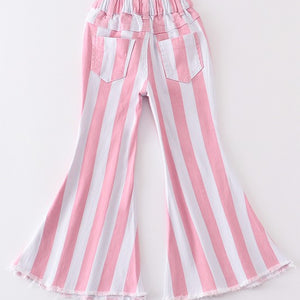 Girl pink stripe denim jeans