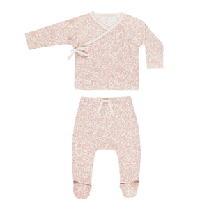 QM pink blossom footed pant set