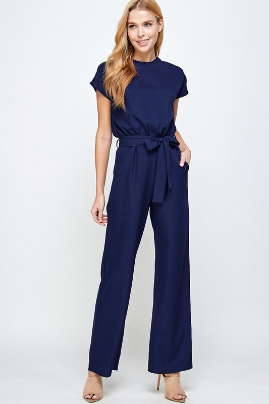 Navy Jumpsuit with waist tie