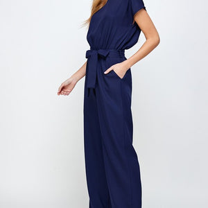 Navy Jumpsuit with waist tie