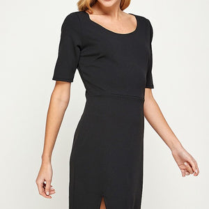 Solid black simple dress