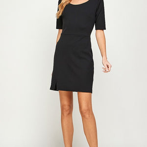 Solid black simple dress