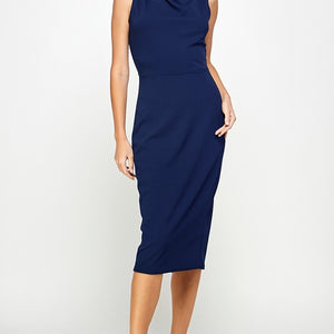 Navy tailored midi dress