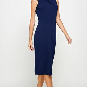 Navy tailored midi dress