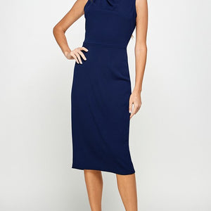 Navy tailored midi dress