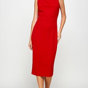 Red tailored midi dress