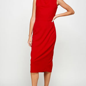 Red tailored midi dress