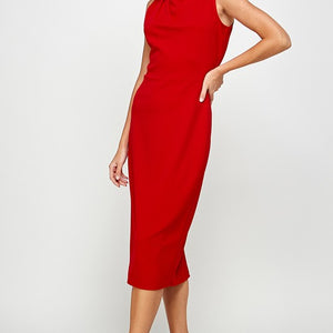 Red tailored midi dress