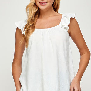 Off white Ruffled strap tank top