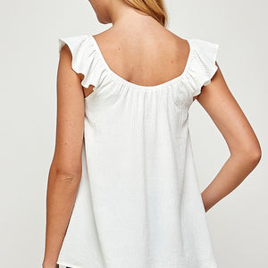 Off white Ruffled strap tank top