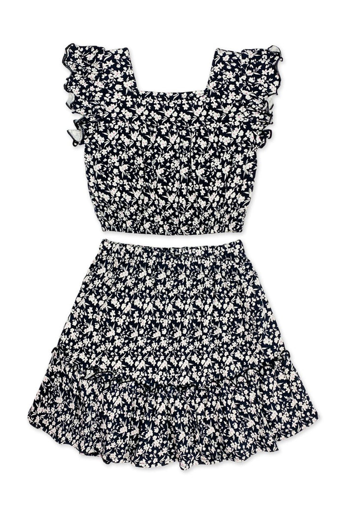 Black/White Girl's 2 pc Skirt Set