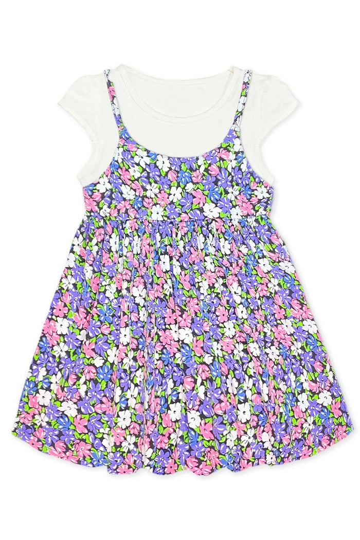Girls Toddler's  Floral Dress w/ Double Layer