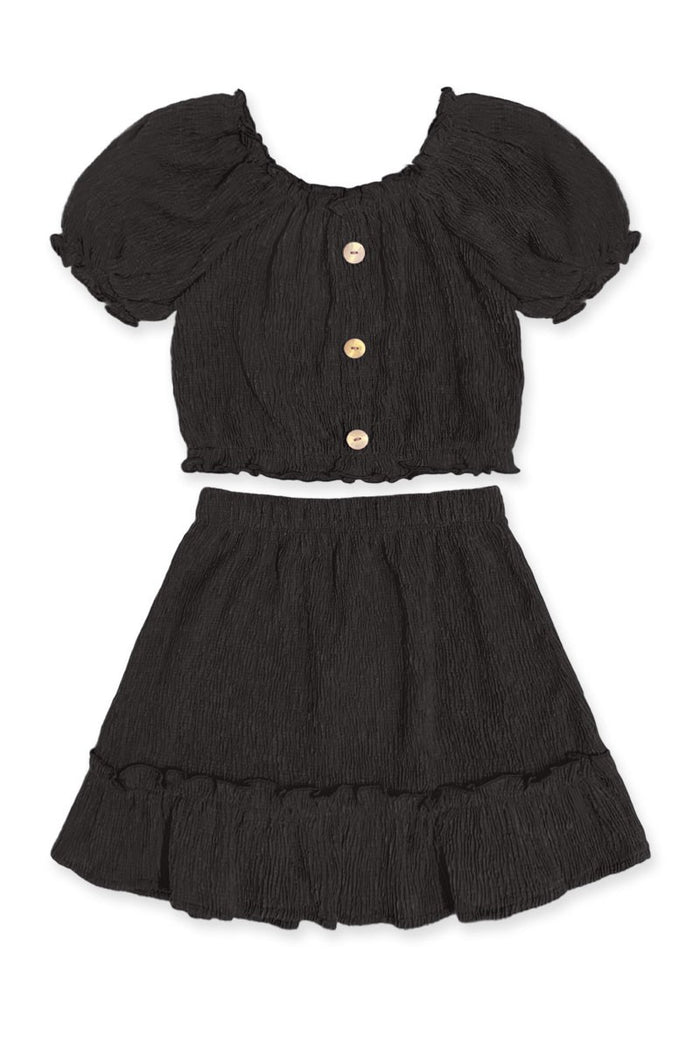 Black Girl's 2 pc Puff Stretch Skirt Set