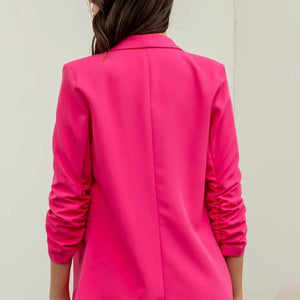 Ruched Sleeve Blazer light Fuchsia