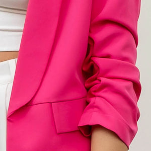 Ruched Sleeve Blazer light Fuchsia