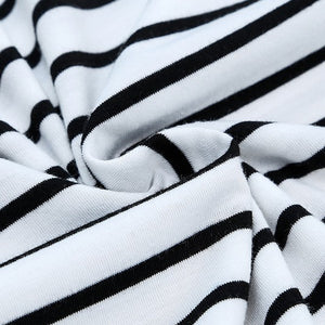 White Drawstring Striped Wide Leg Pants