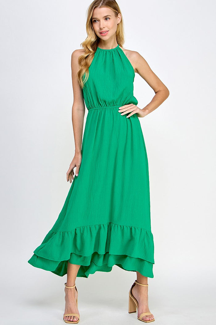 Green Halter Maxi Dress