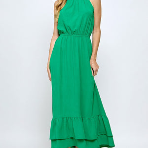 Green Halter Maxi Dress