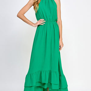 Green Halter Maxi Dress