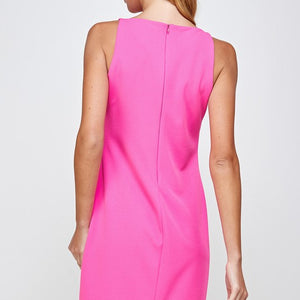 Hot Pink Solid Shift Dress