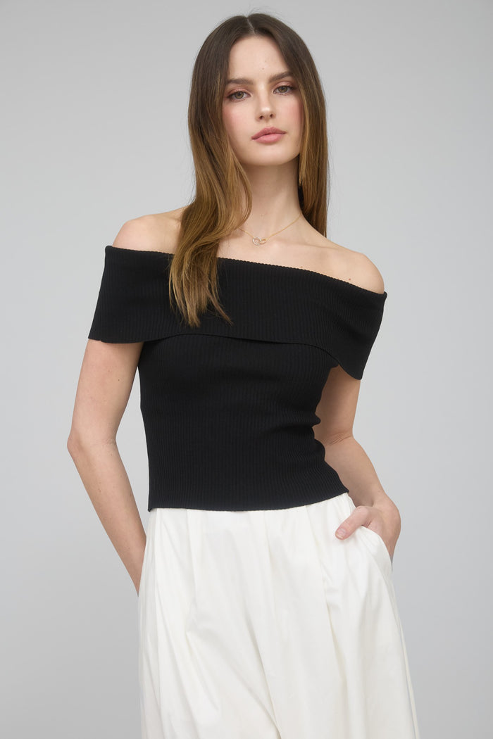 Black off the shoulder top