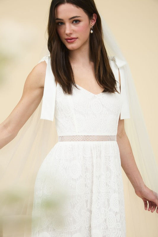 White Lace Tie Strap Sheer Trim Sleeveless Midi Dress Sofi Stella Women's & Children's Boutique White Lace Tie Strap Sheer Trim Sleeveless Midi Dress Sofi Stella Women's & Children's Boutique
